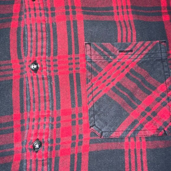 Mens Flannel Shirt Large Red Buffalo Checked Plaid Lumberjack Fisherman - Picture 7 of 16